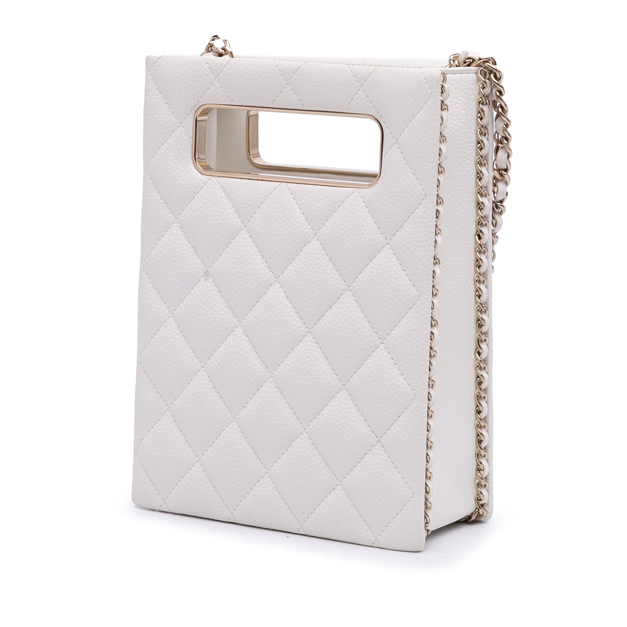 Mini Quilted Caviar Cut Out Evening Tote