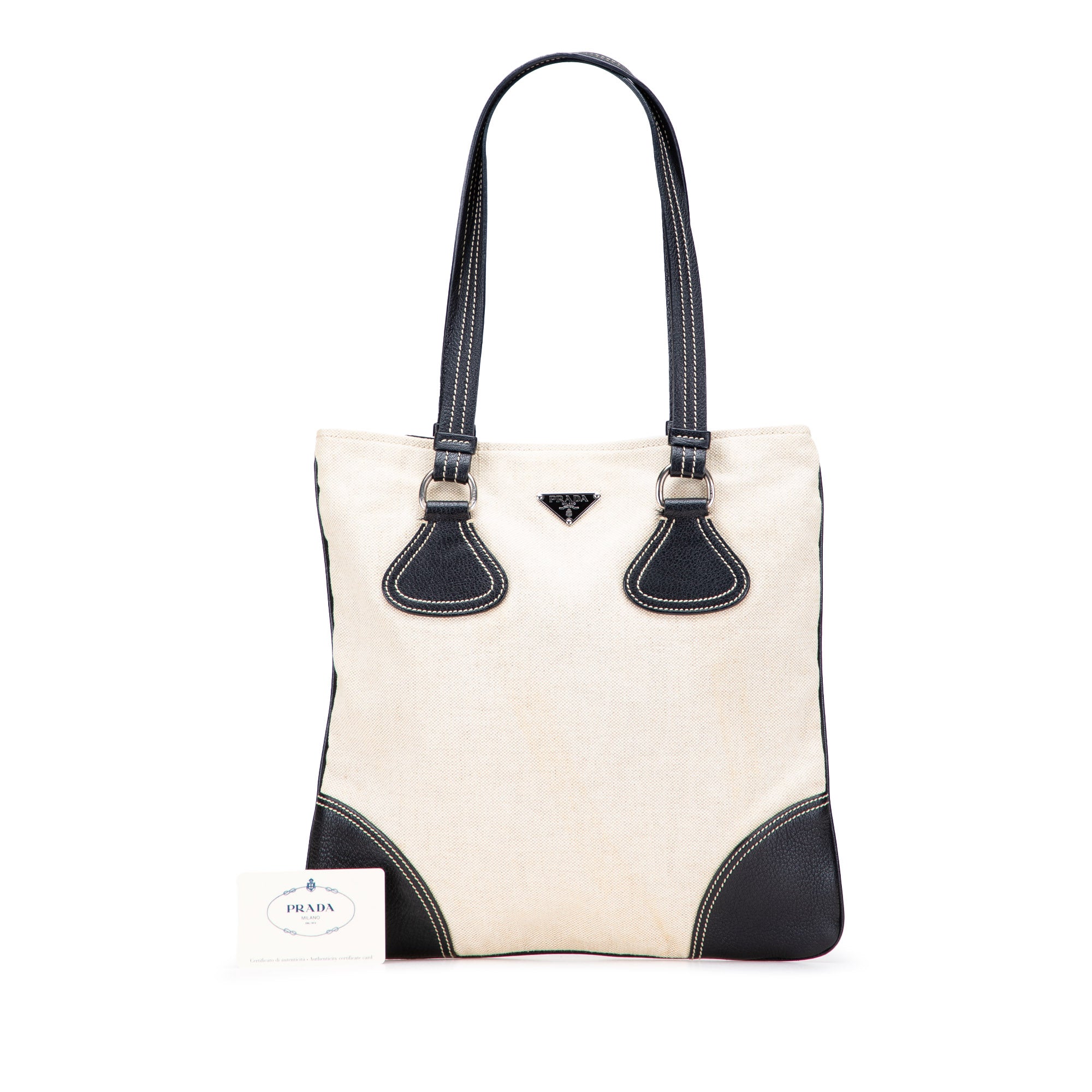 Vitello Trimmed Canvas Canapa Tote
