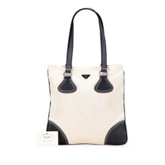 Vitello Trimmed Canvas Canapa Tote