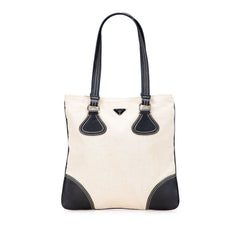 Vitello Trimmed Canvas Canapa Tote