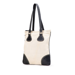 Vitello Trimmed Canvas Canapa Tote