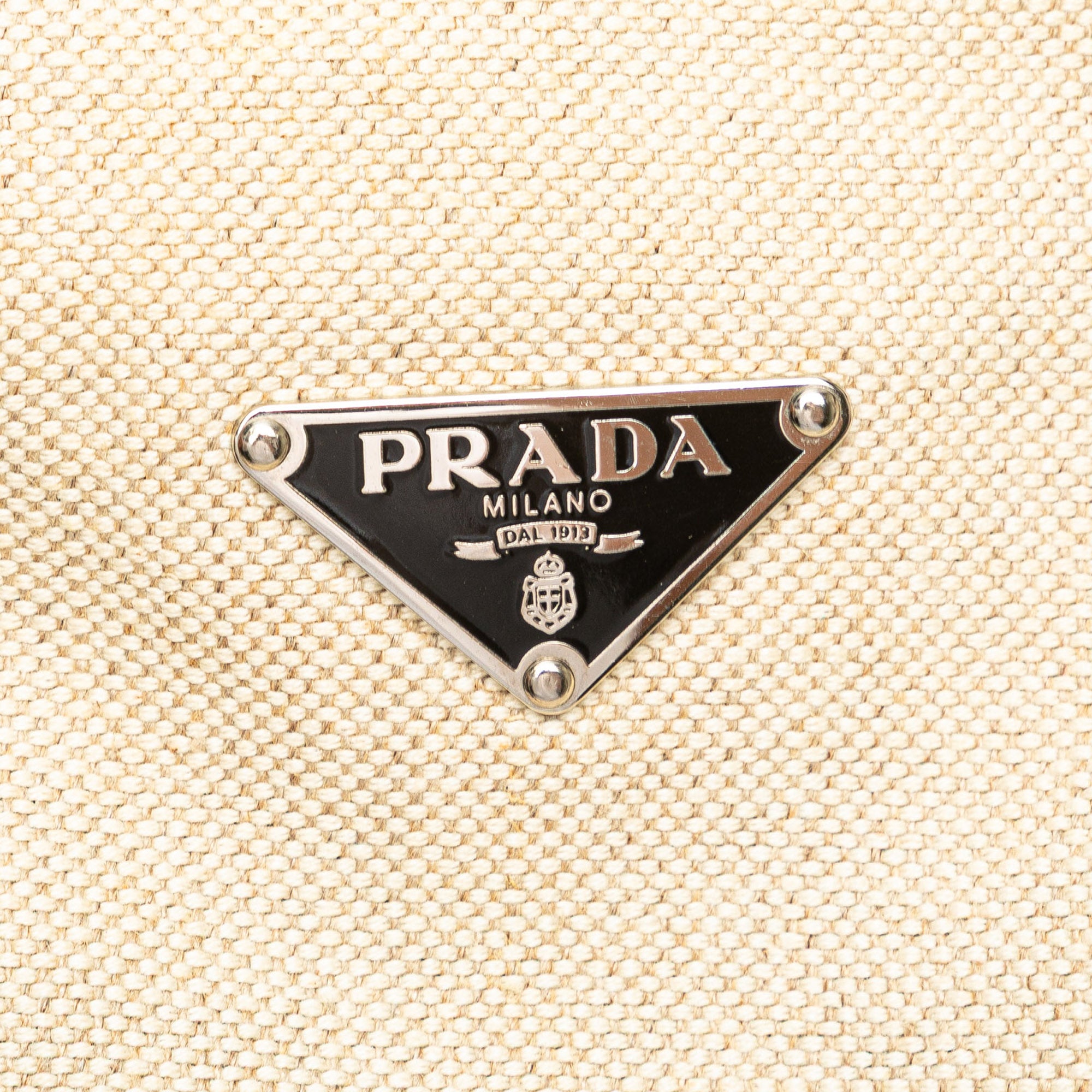 Vitello Trimmed Canvas Canapa Tote