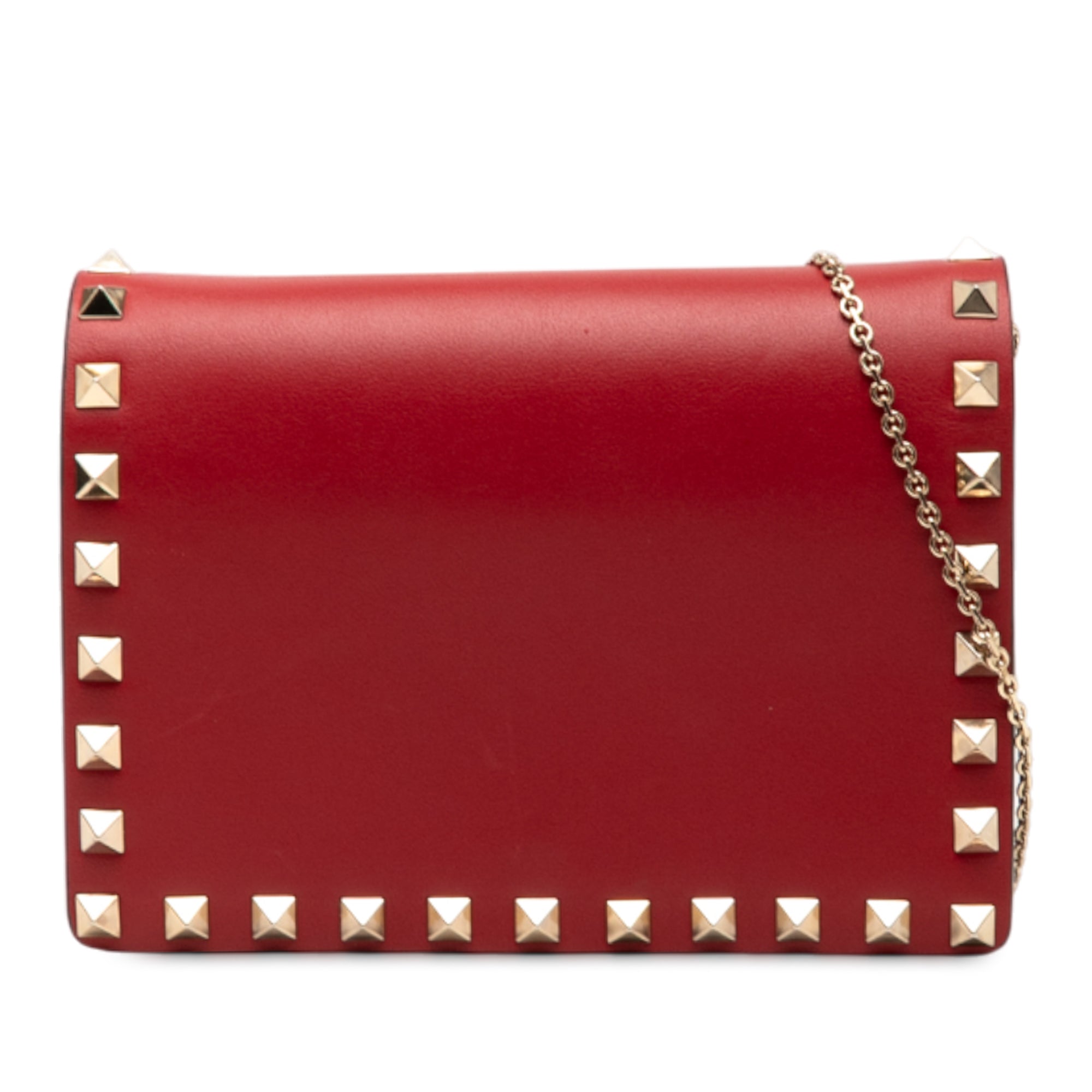 Leather Rockstud Chain Pouch