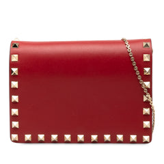 Leather Rockstud Chain Pouch