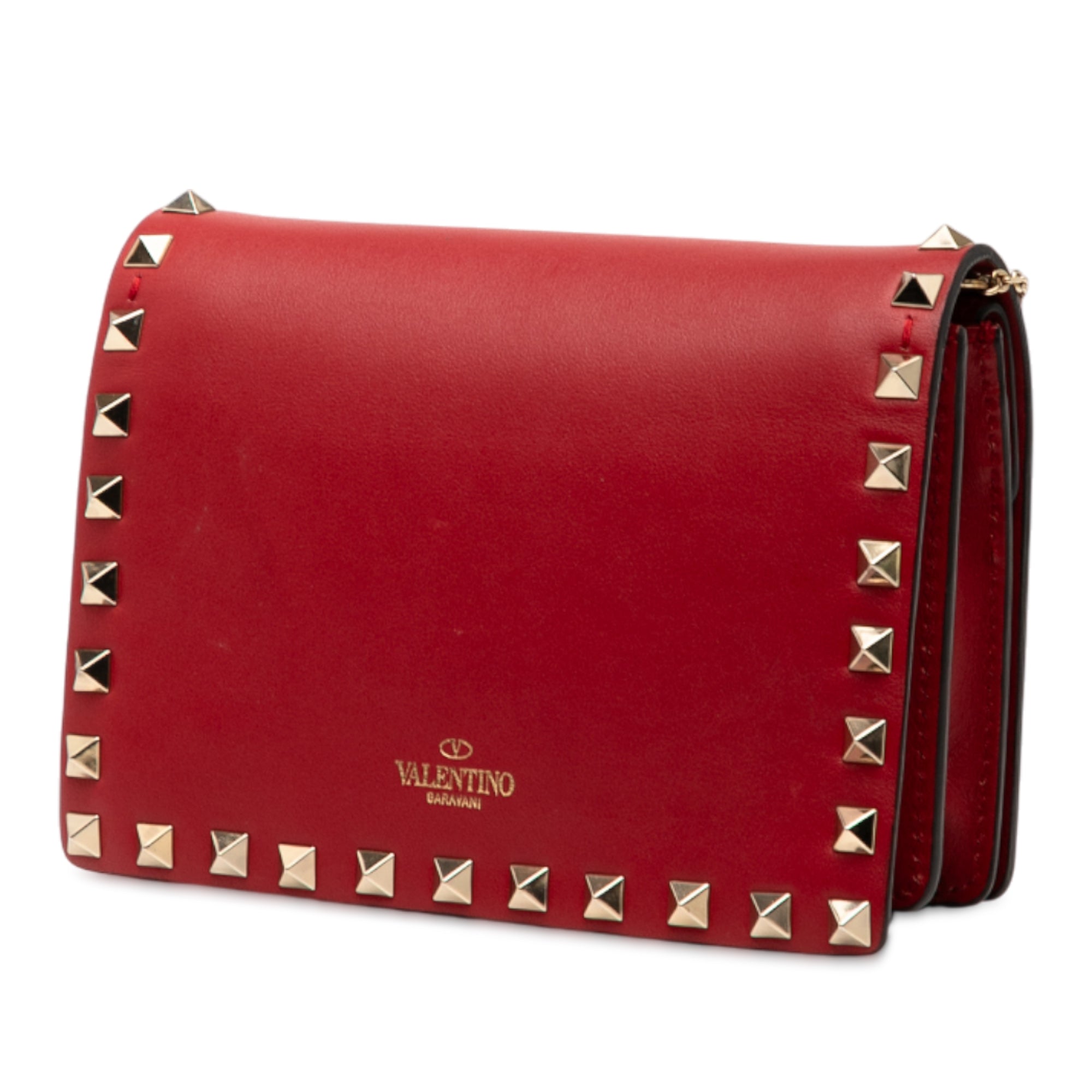 Leather Rockstud Chain Pouch