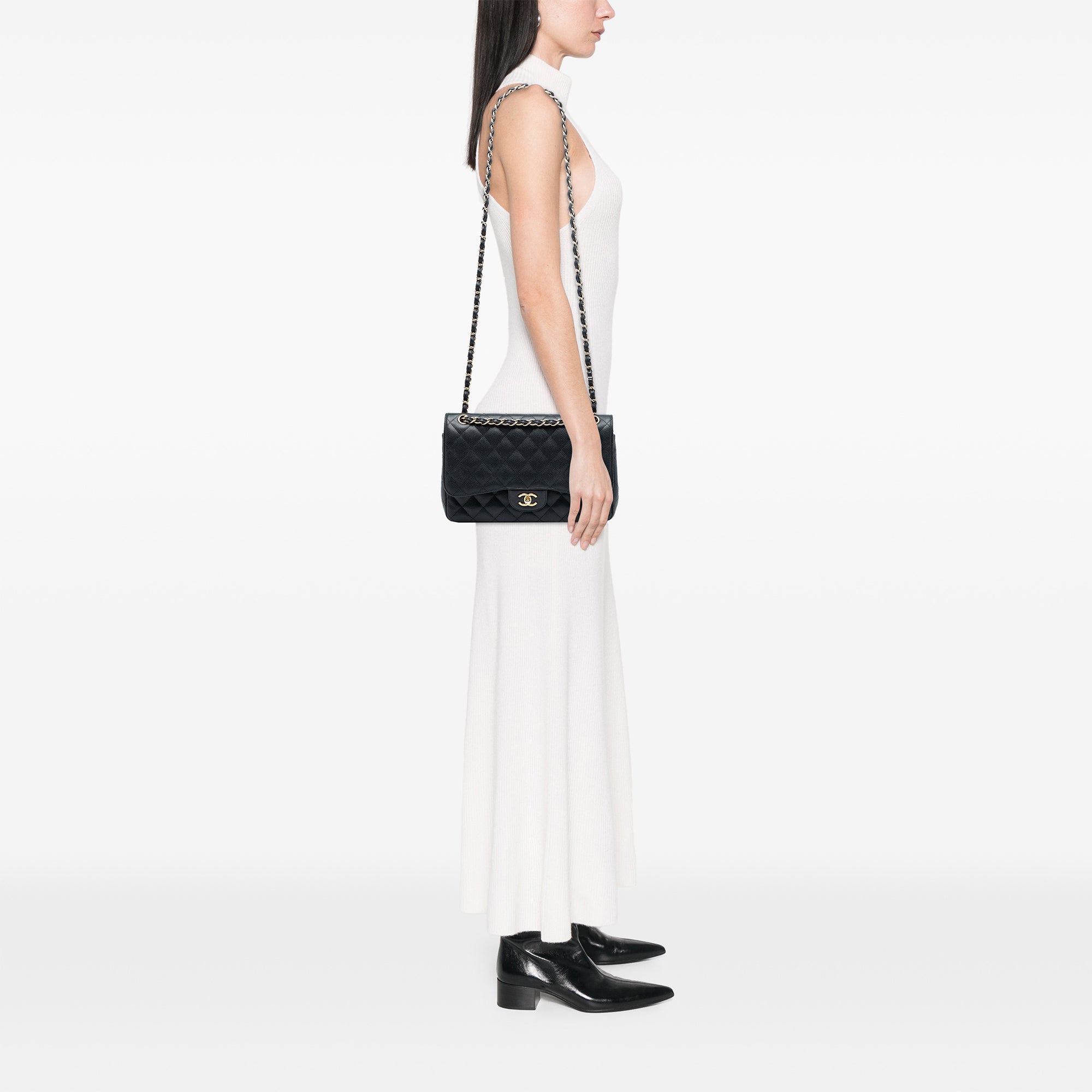 Jumbo Classic Caviar Double Flap