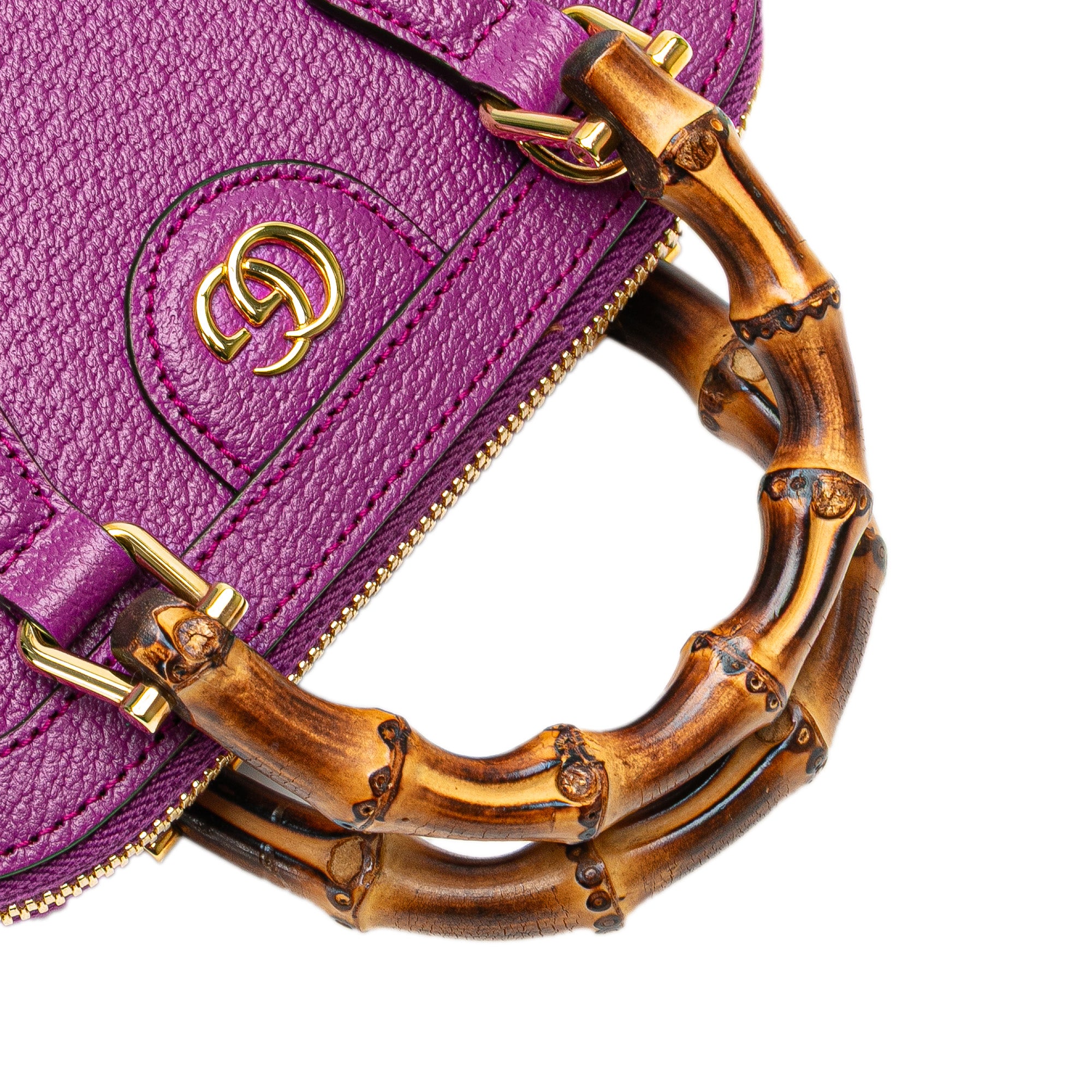 Mini Dollar Calfskin Bamboo Diana Dome Satchel