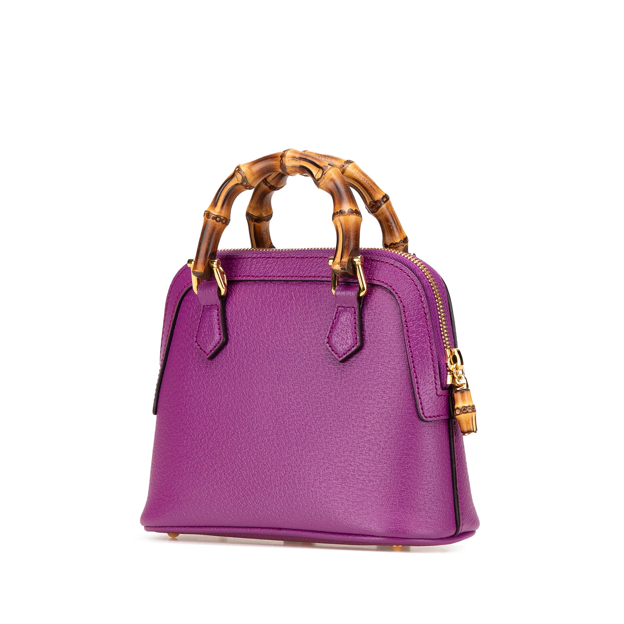 Mini Dollar Calfskin Bamboo Diana Dome Satchel