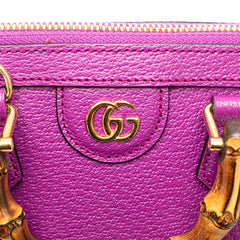 Mini Dollar Calfskin Bamboo Diana Dome Satchel