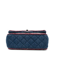 Mini Rectangular Classic Denim Tweed Framed Single Flap