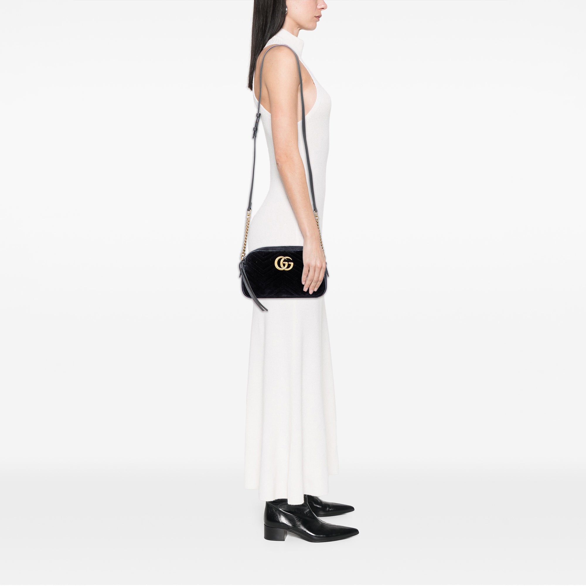 Small GG Marmont Matelasse Velvet Crossbody