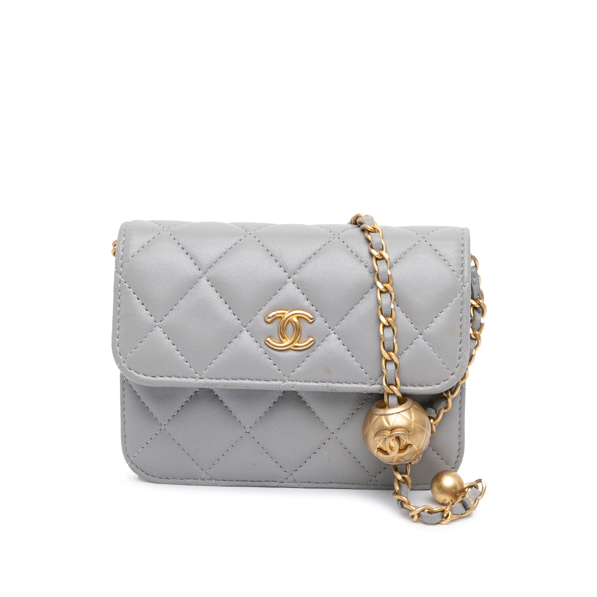 Mini Lambskin Pearl Crush Clutch On Chain