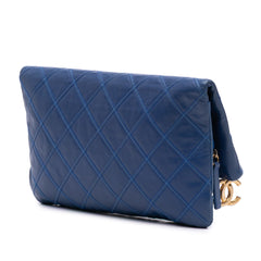 CC Quilted Lambskin Foldover Clutch