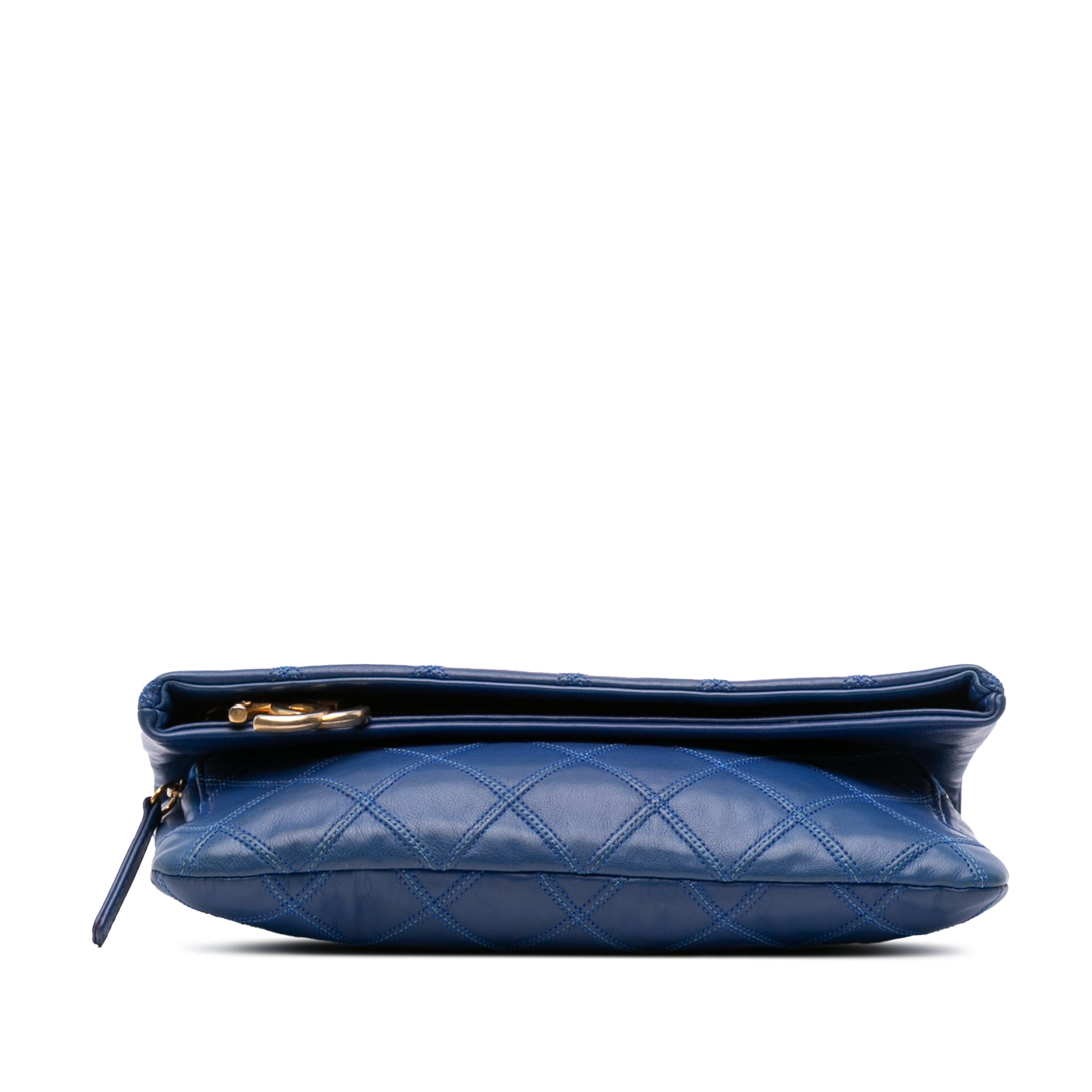 CC Quilted Lambskin Foldover Clutch
