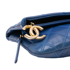CC Quilted Lambskin Foldover Clutch