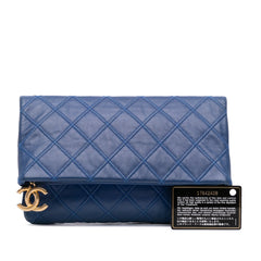 CC Quilted Lambskin Foldover Clutch