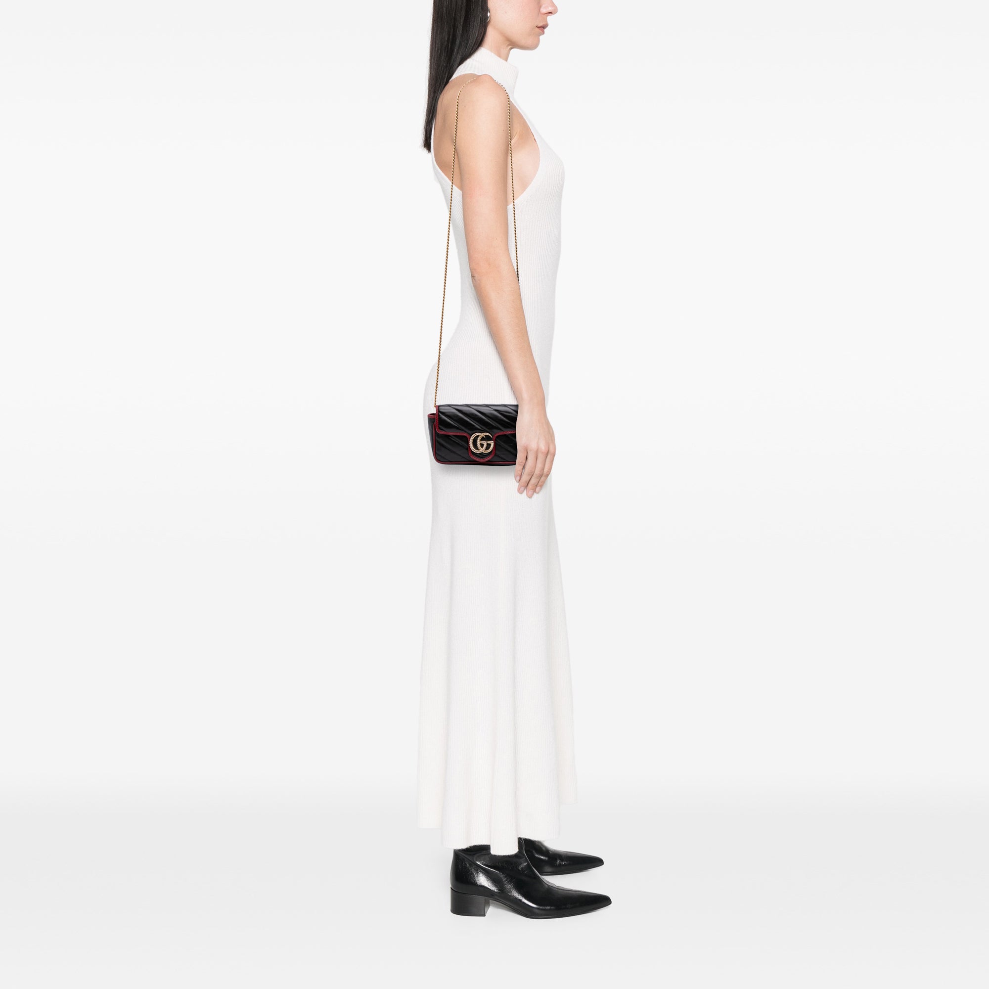 Super Mini GG Marmont Matelasse Leather Torchon Flap Crossbody