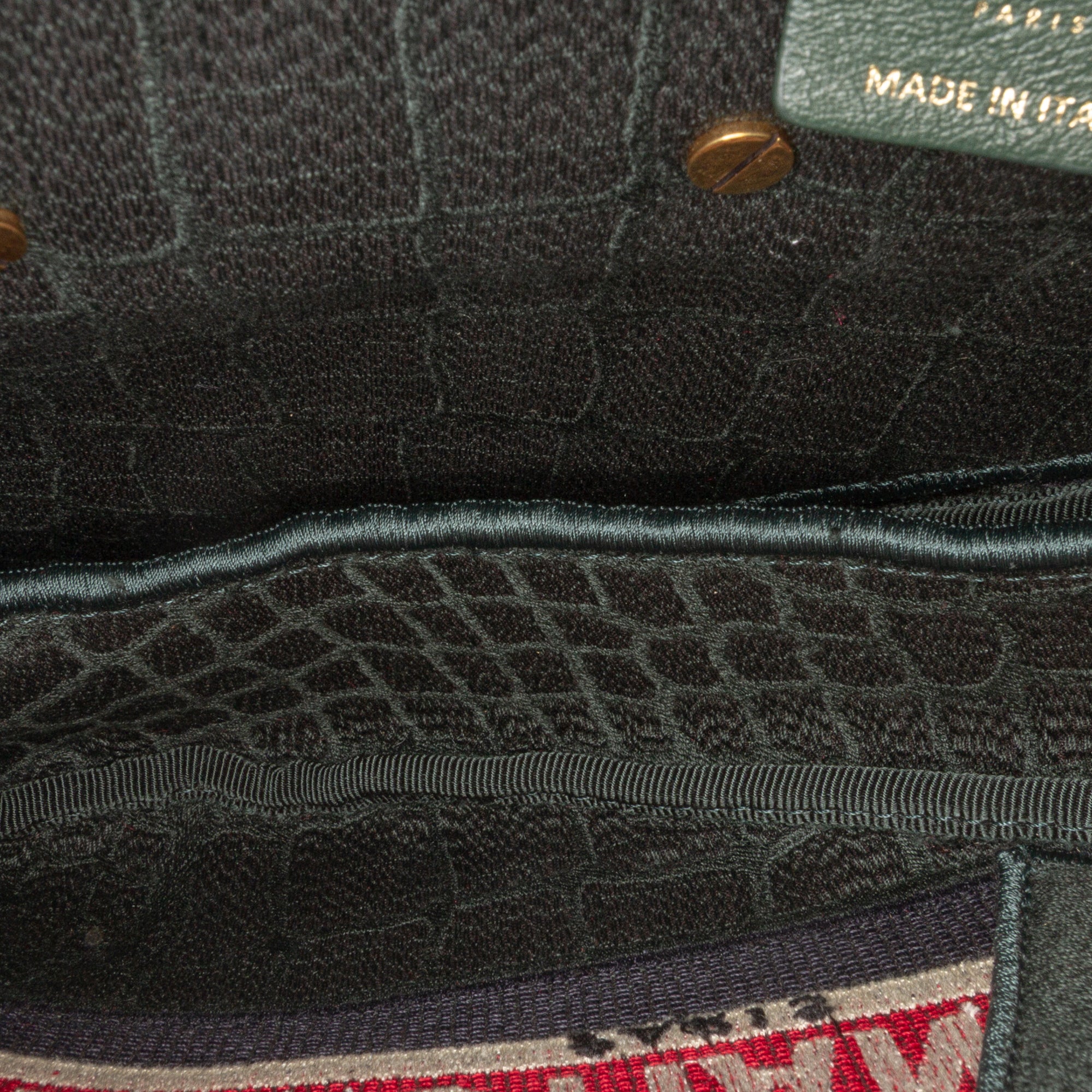 Velvet Embroidered Crocodile Effect Saddle Bag