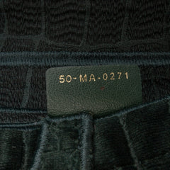 Velvet Embroidered Crocodile Effect Saddle Bag