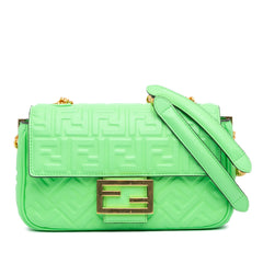 Zucca Embossed Leather Chain Midi Baguette