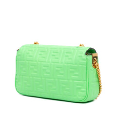 Zucca Embossed Leather Chain Midi Baguette