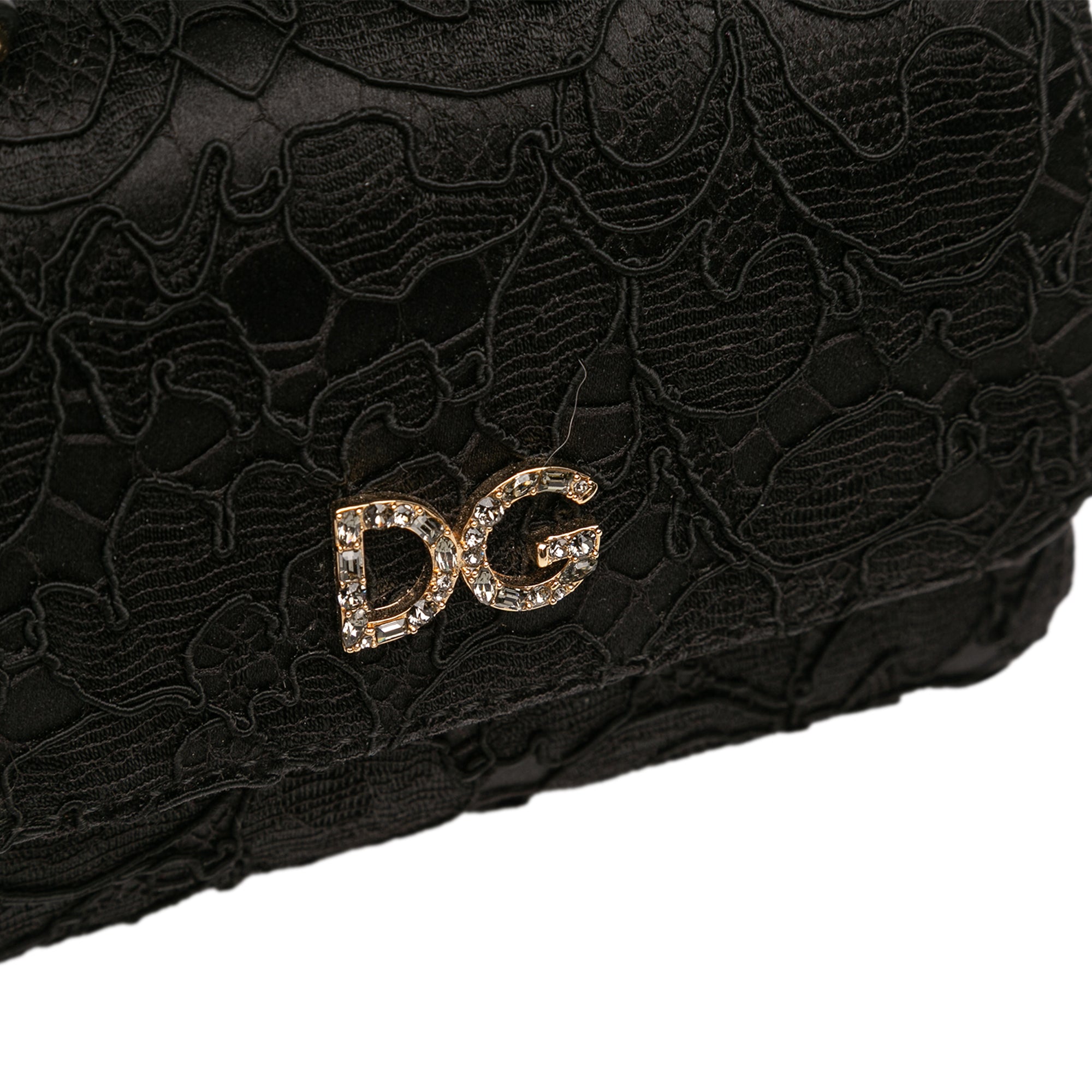 Silk and Lace Crystal Embellished DG Flap Satchel