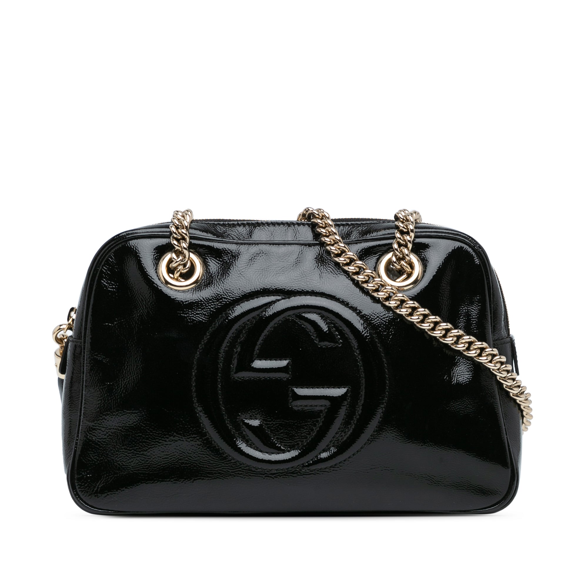 Patent Soho Chain Zip Shoulder Bag