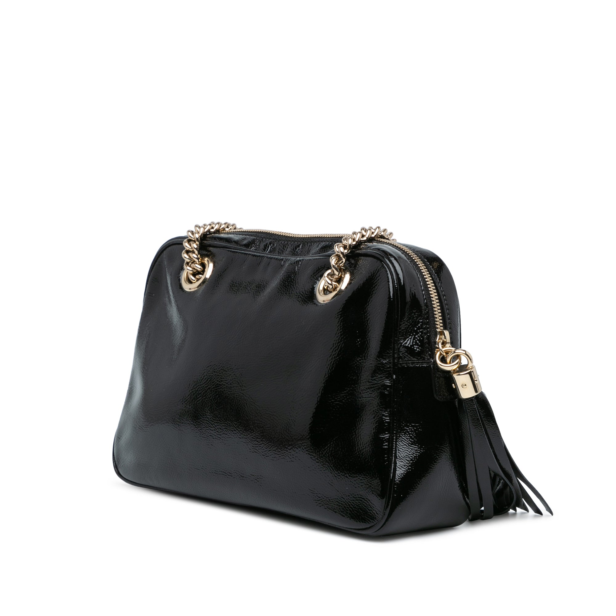 Patent Soho Chain Zip Shoulder Bag