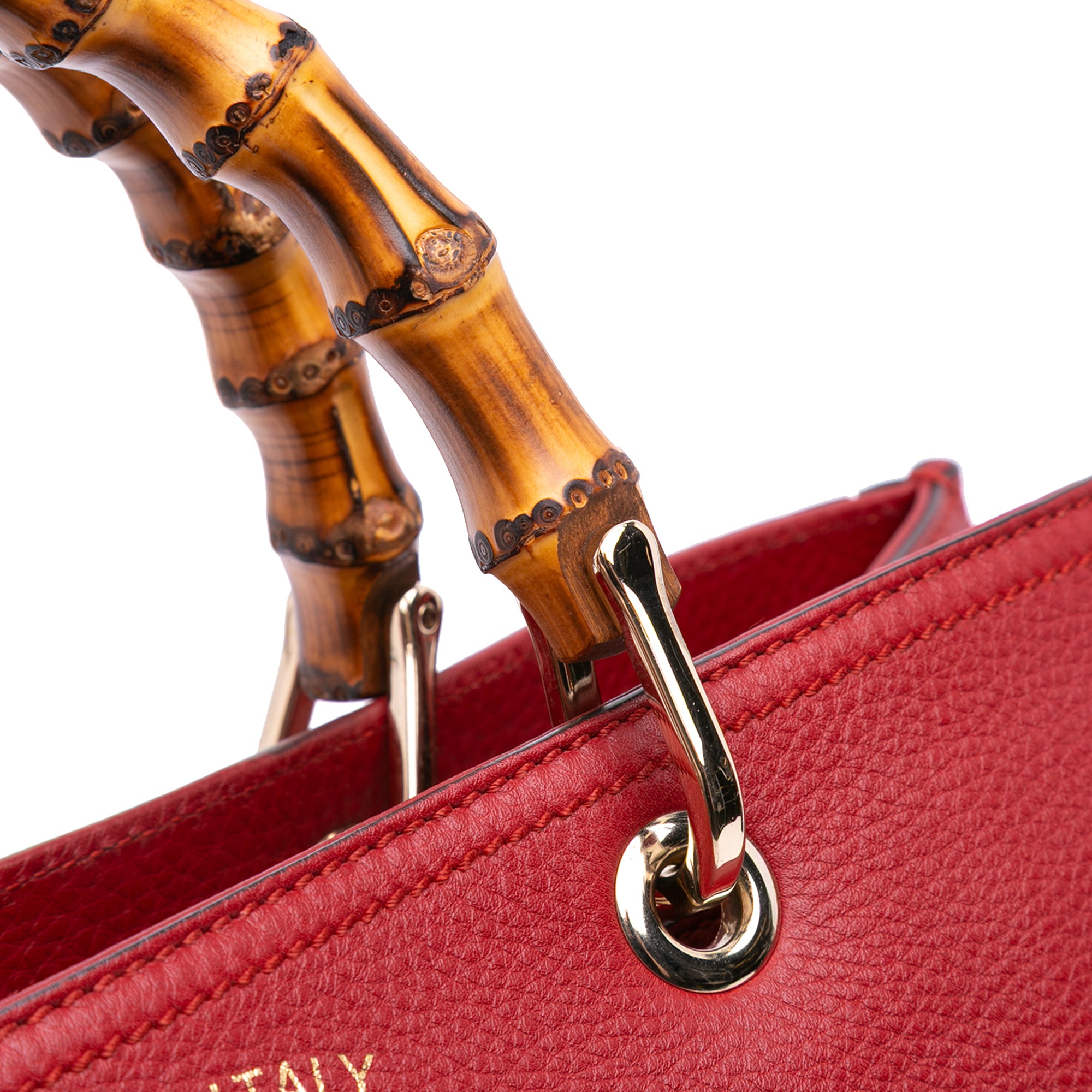 Medium Calfskin Bamboo Shopper Satchel