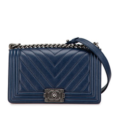 Medium Chevron Caviar Boy Flap