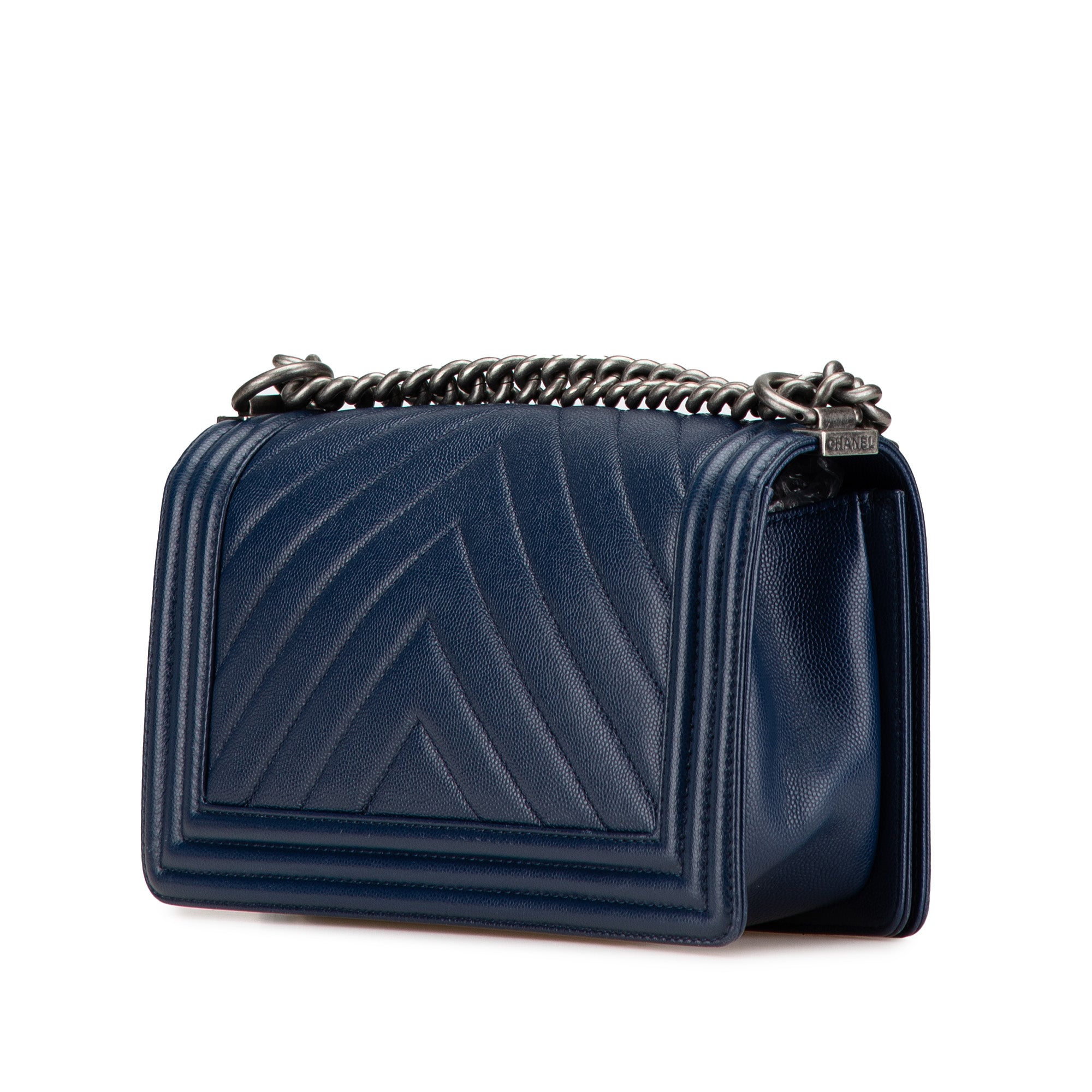 Medium Chevron Caviar Boy Flap