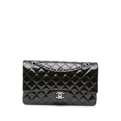 Medium Classic Striped Patent Double Flap