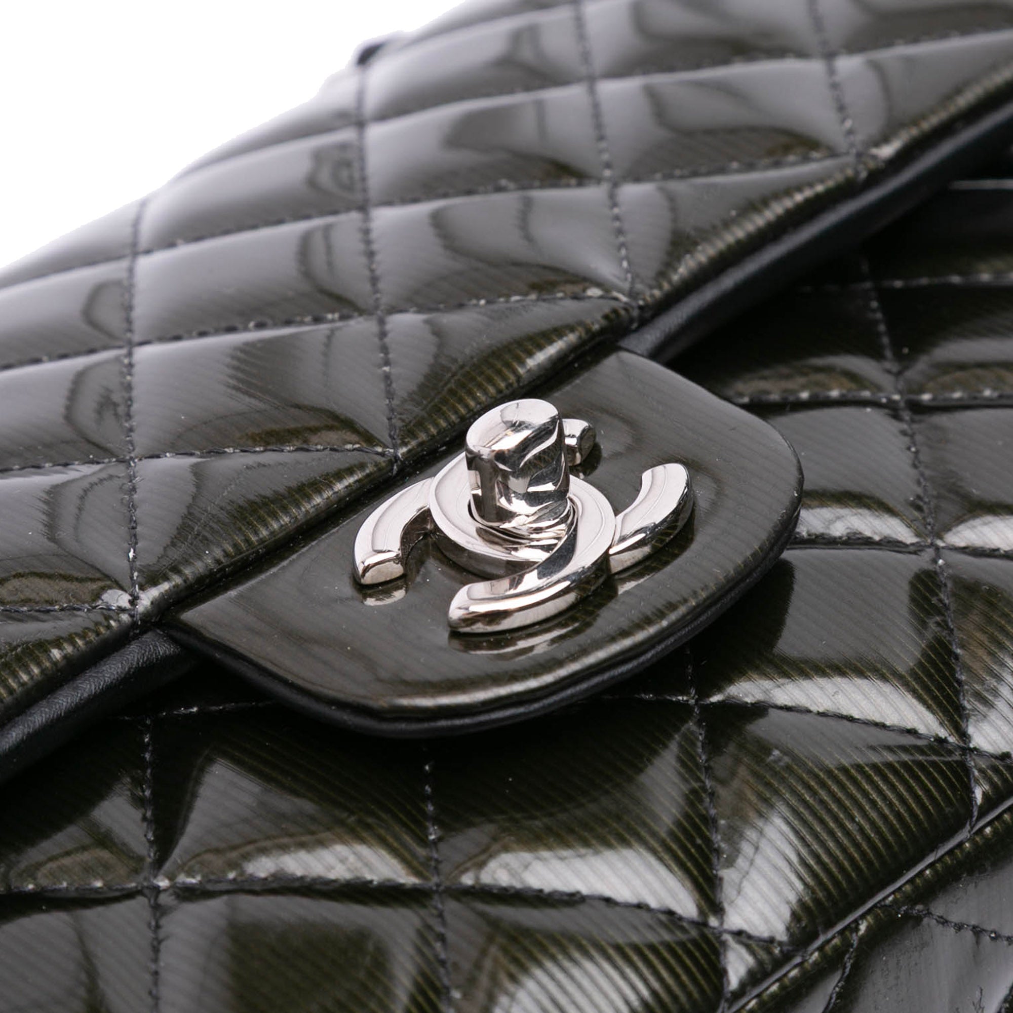 Medium Classic Striped Patent Double Flap