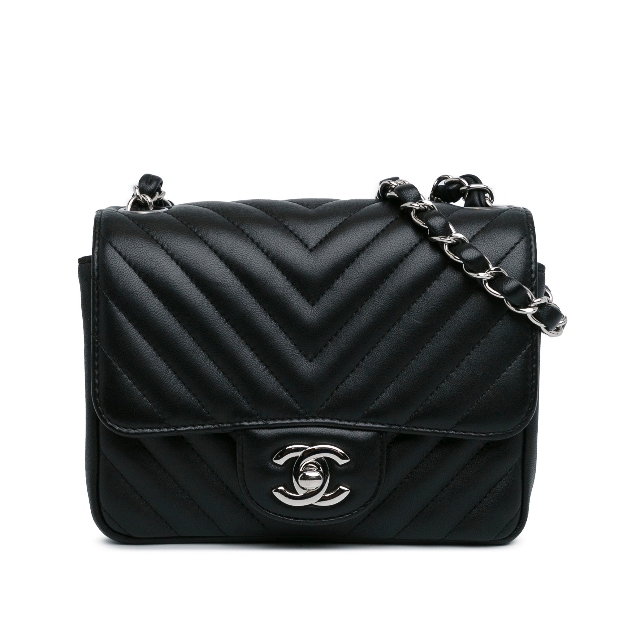 Mini Square Classic Chevron Lambskin Flap