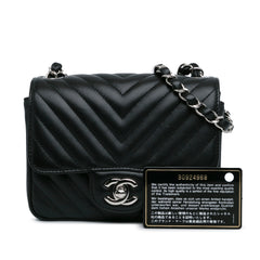 Mini Square Classic Chevron Lambskin Flap