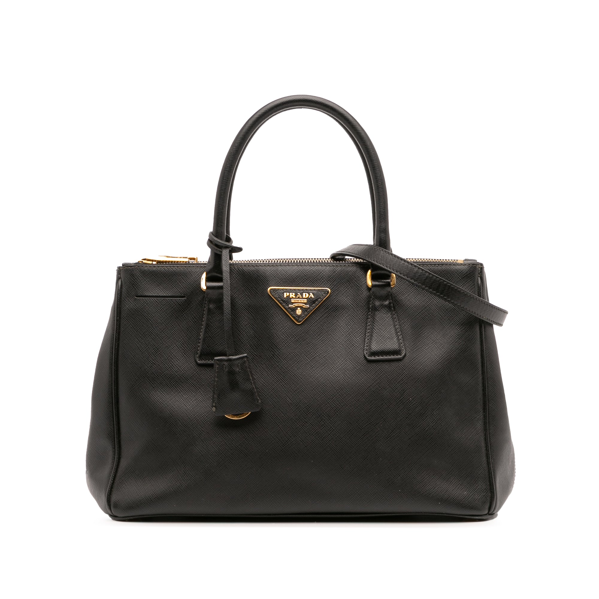 Small Saffiano Lux Galleria Double Zip Satchel