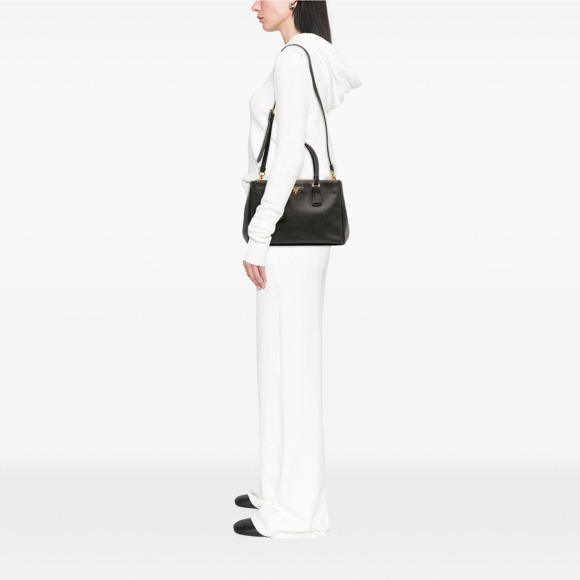 Small Saffiano Lux Galleria Double Zip Satchel
