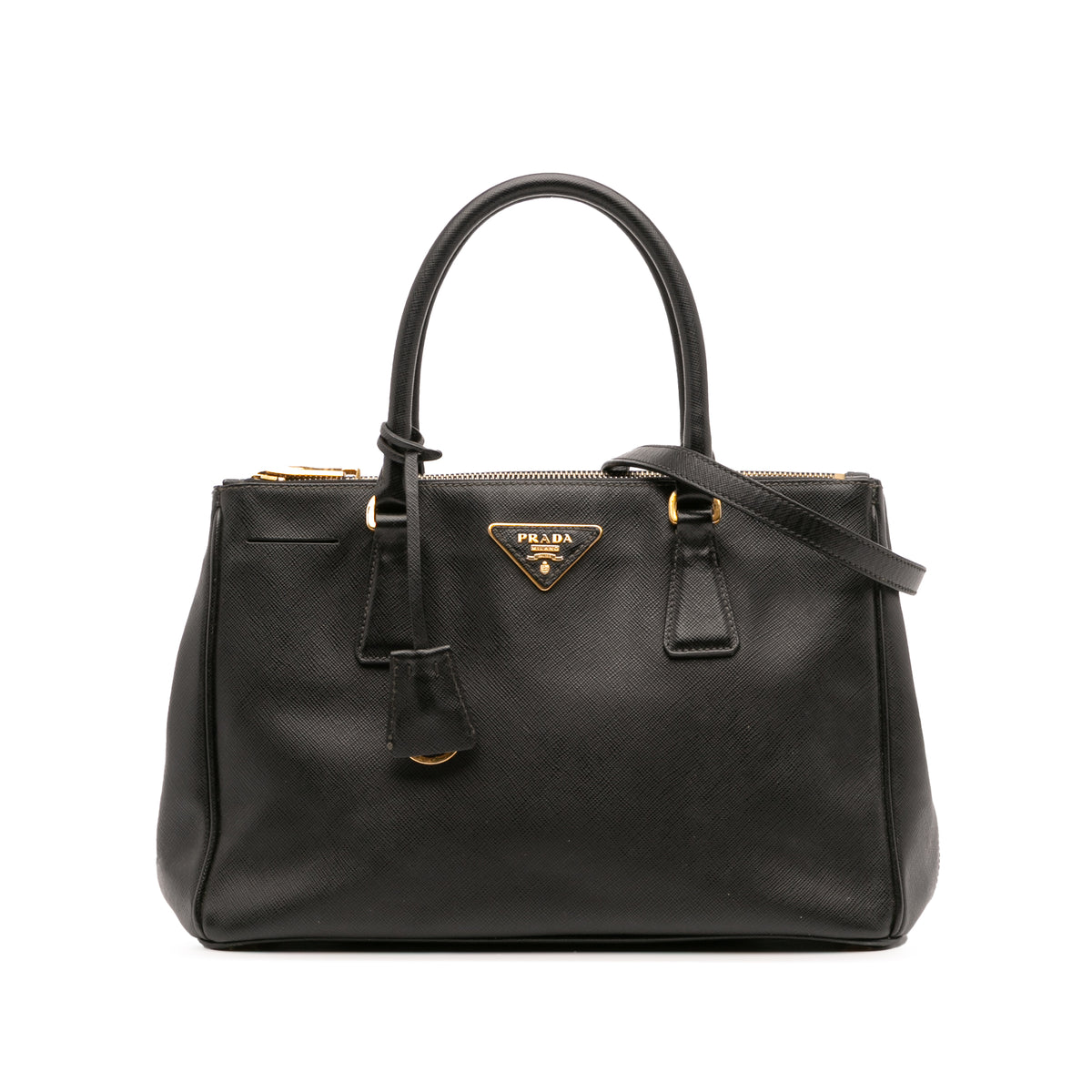 Small Saffiano Lux Galleria Double Zip Satchel