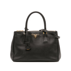 Small Saffiano Lux Galleria Double Zip Satchel