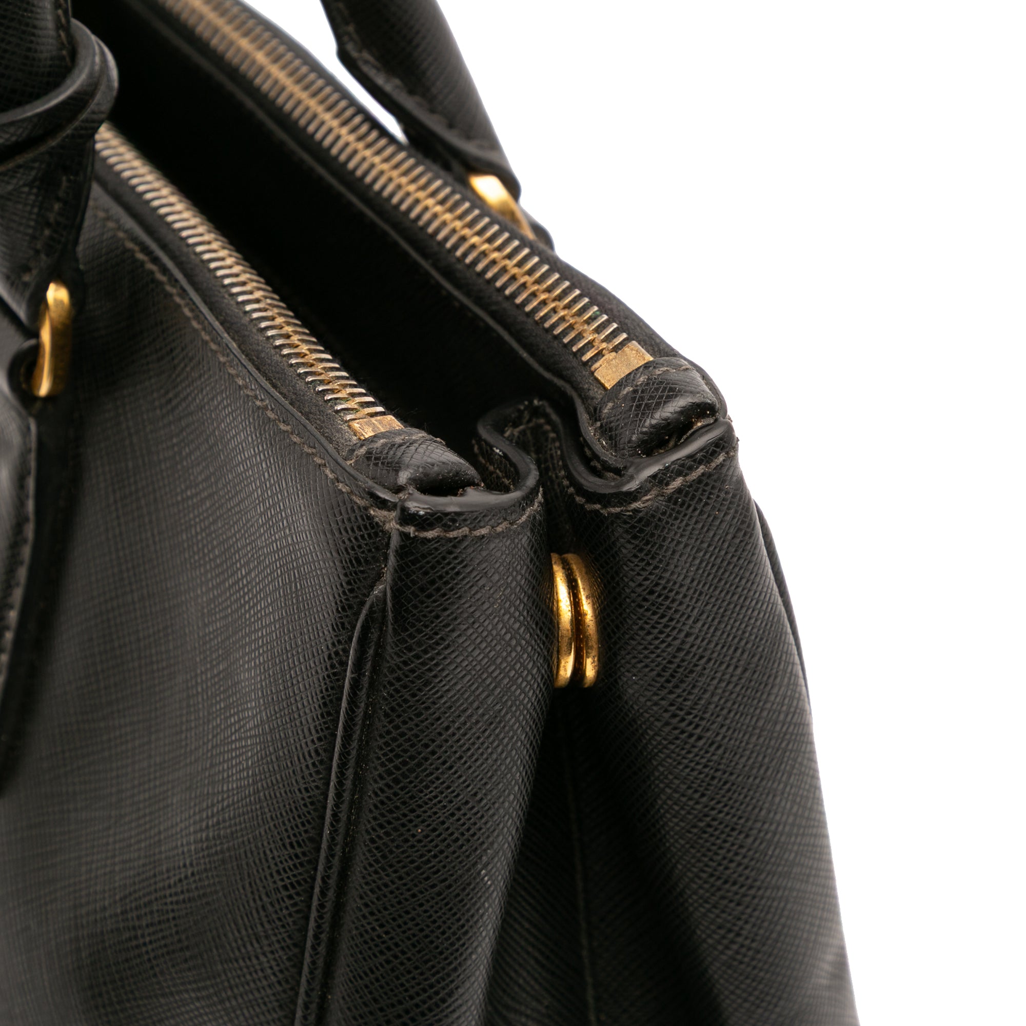 Small Saffiano Lux Galleria Double Zip Satchel