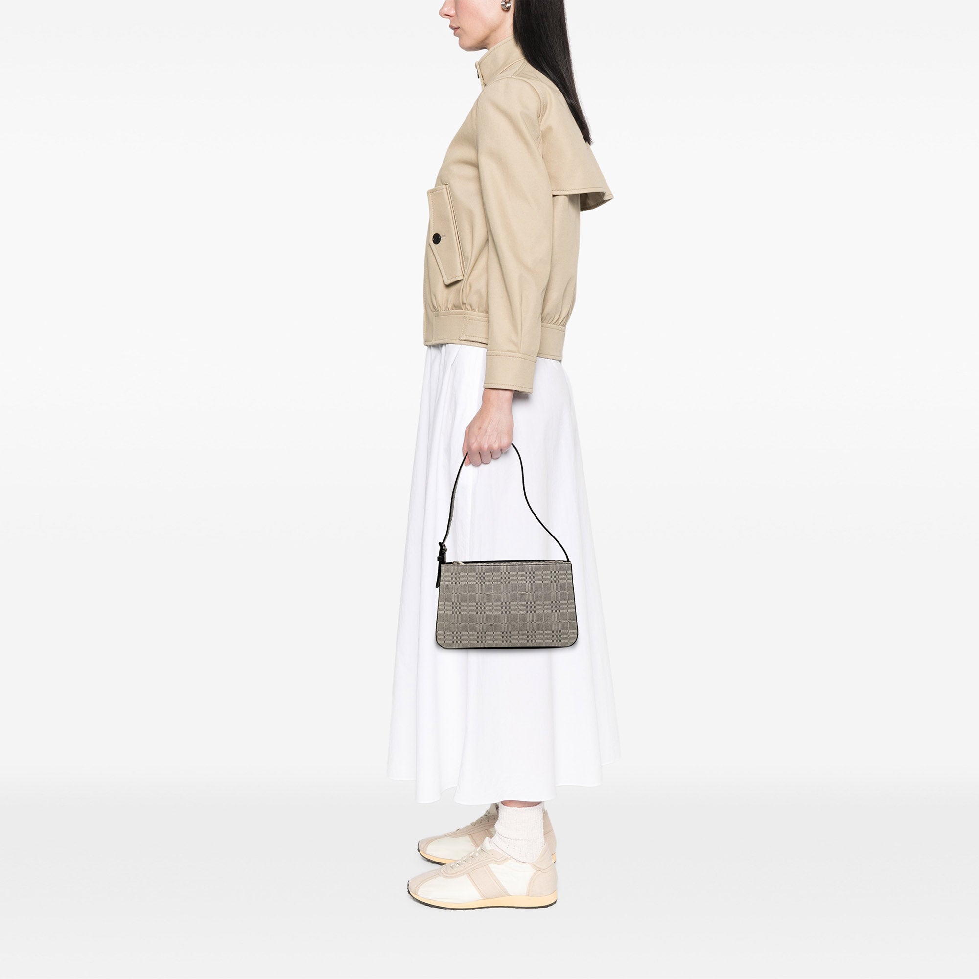 Tonal Check Canvas Shoulder Bag