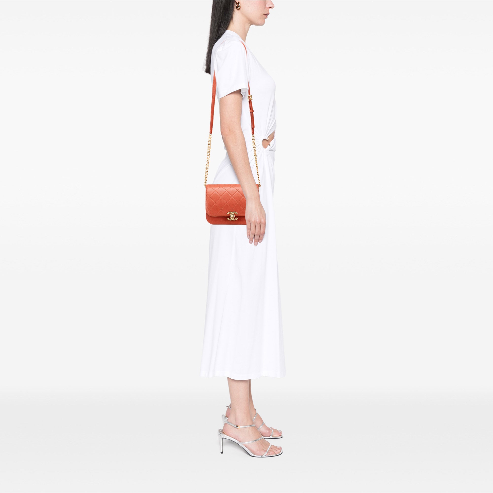 Mini CC Quilted Caviar Messenger Single Flap