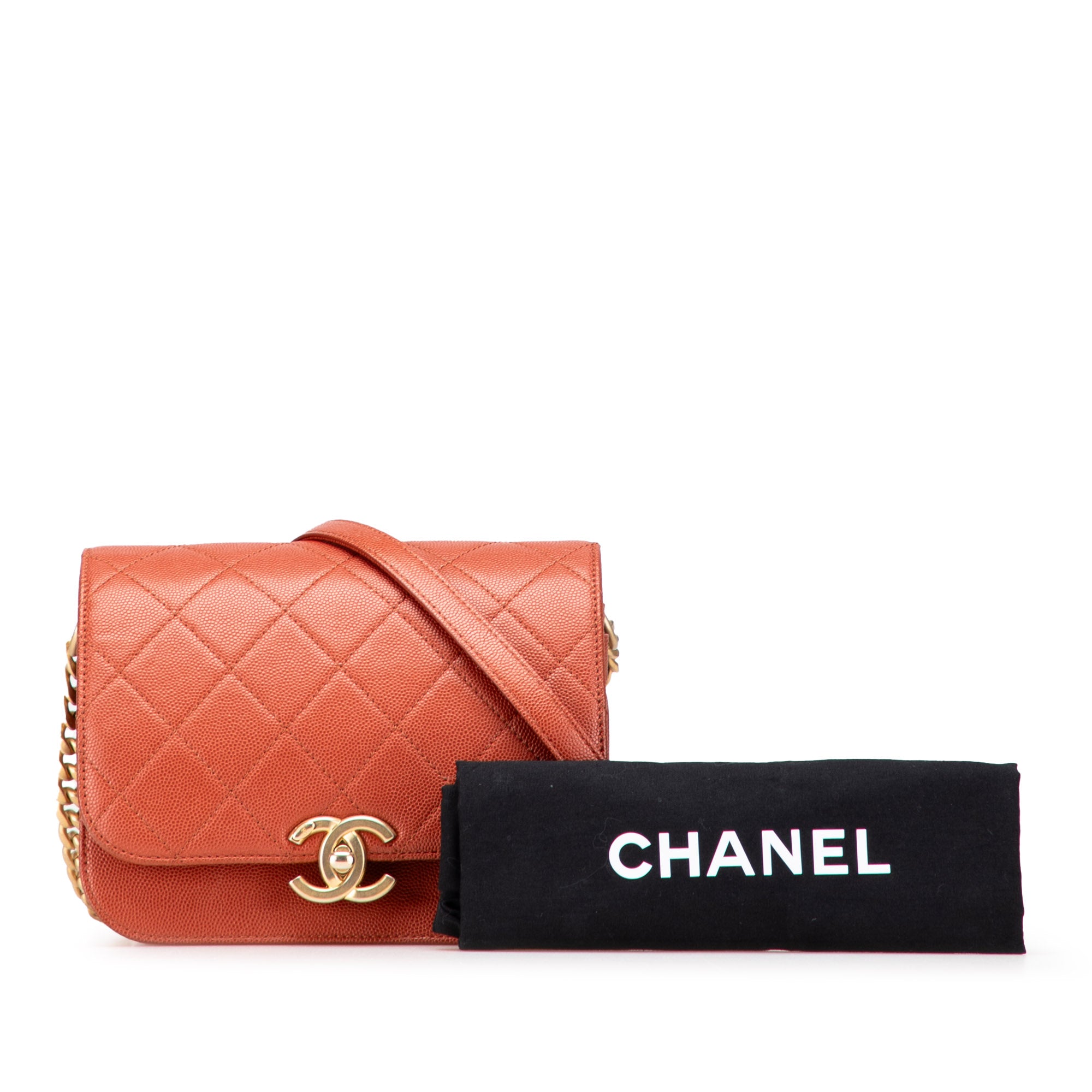 Mini CC Quilted Caviar Messenger Single Flap