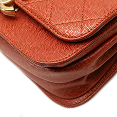 Mini CC Quilted Caviar Messenger Single Flap