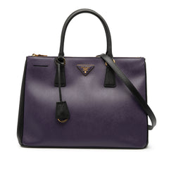 Medium Bicolor Saffiano Lux Galleria Double Zip Satchel