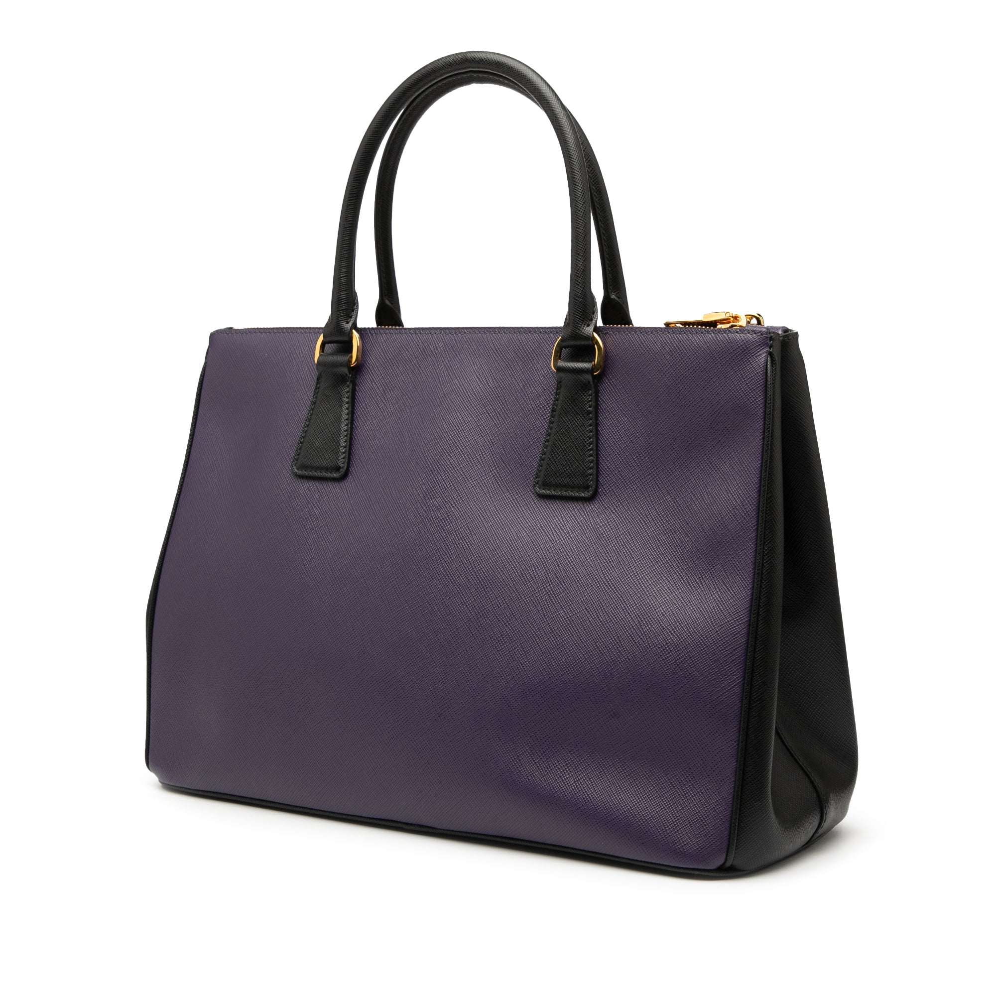 Medium Bicolor Saffiano Lux Galleria Double Zip Satchel