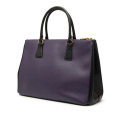 Medium Bicolor Saffiano Lux Galleria Double Zip Satchel