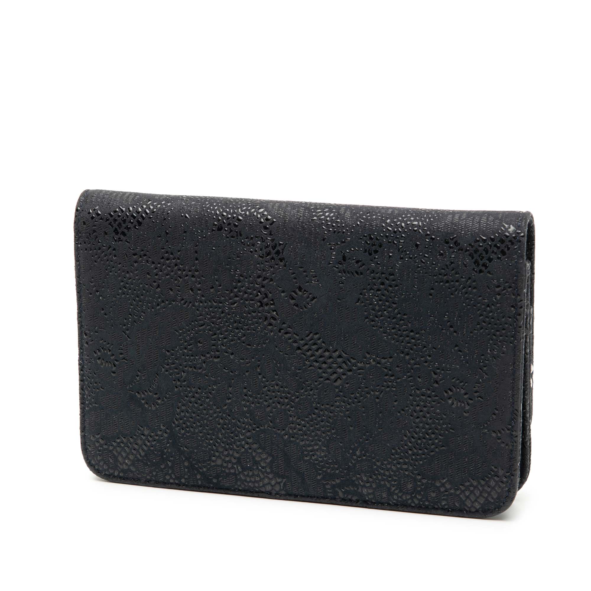 CC Lace Overlay Goatskin Wallet On Chain