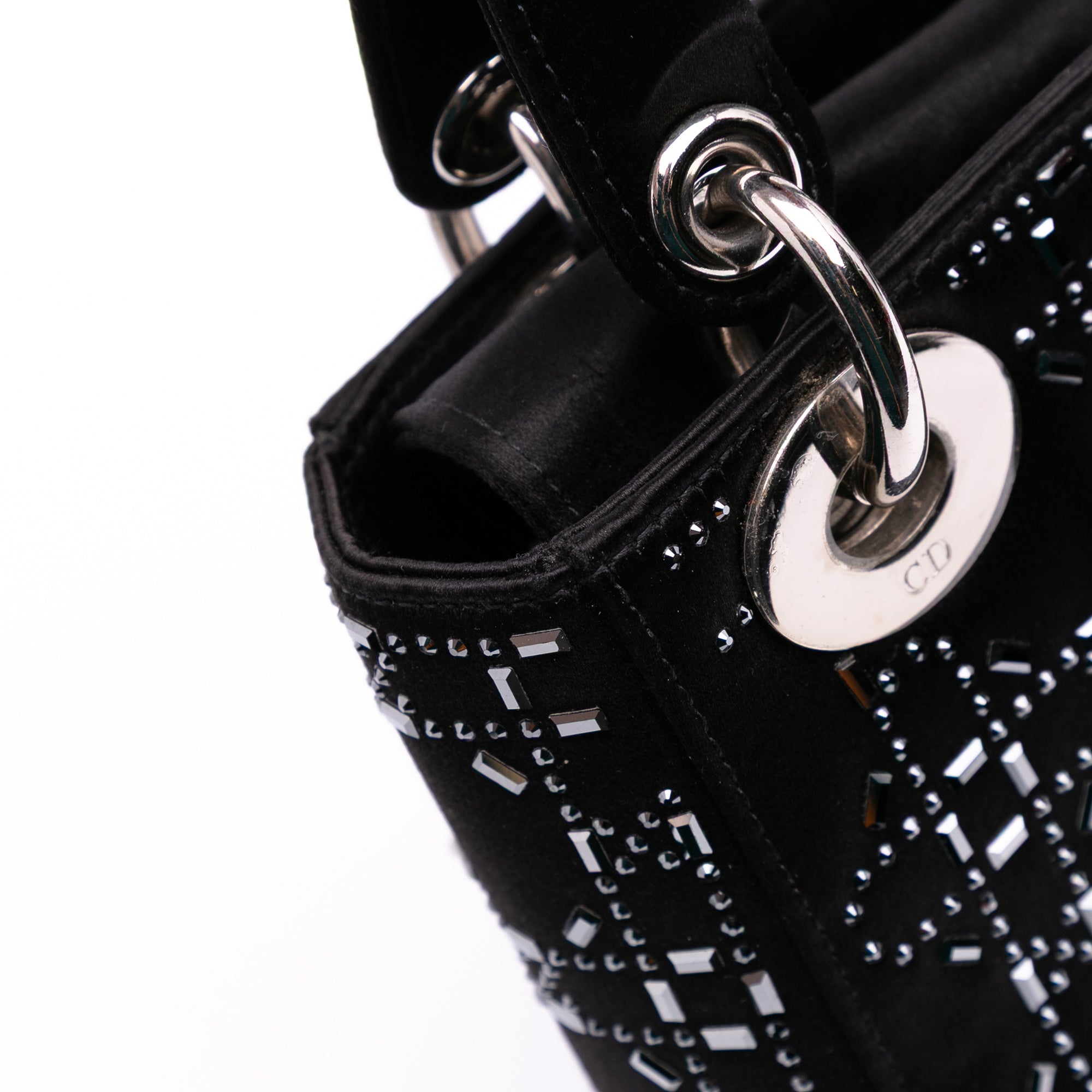 Mini Satin Cannage Strass Crystal Embellished Lady Dior