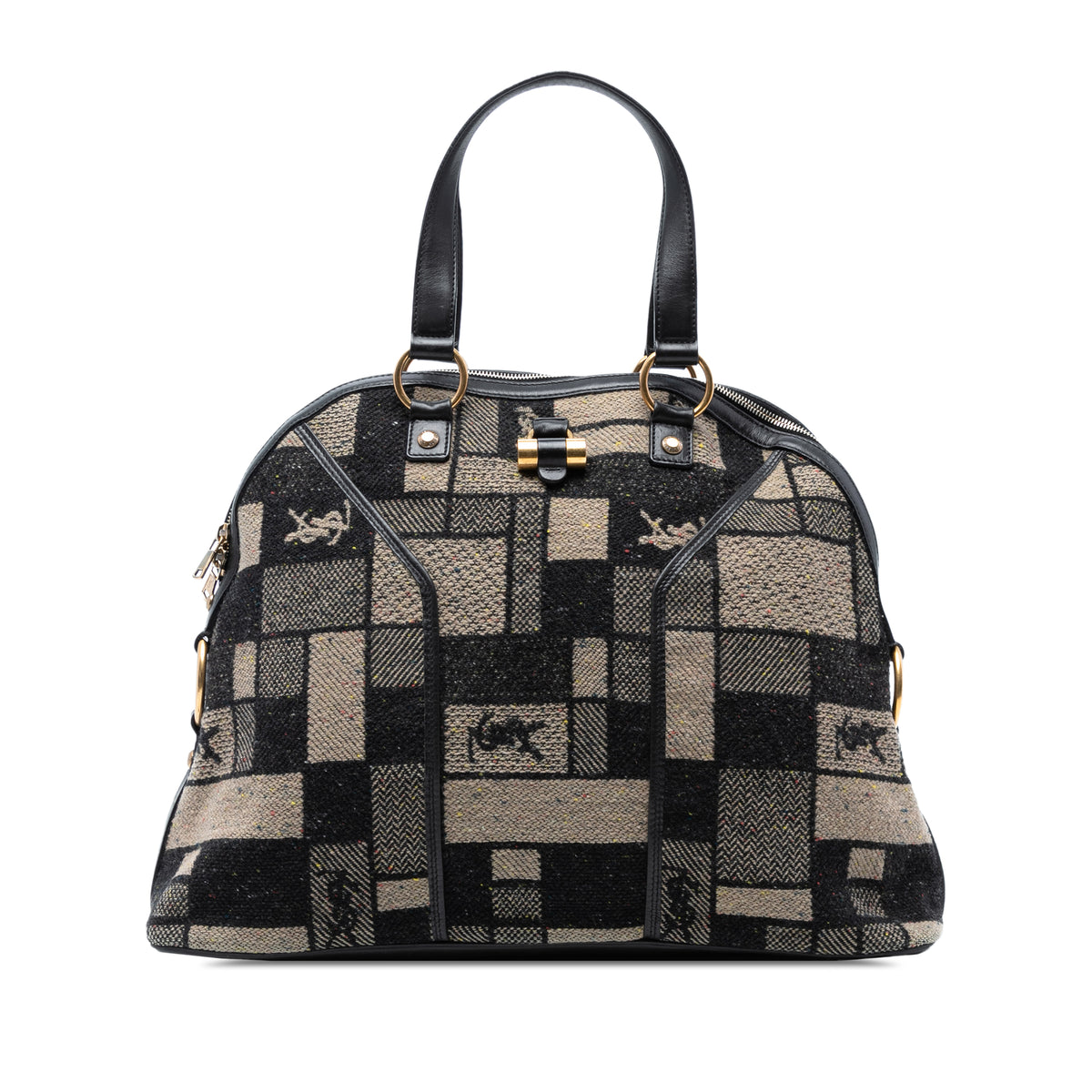Oversized Wool Patchwork Muse Handbag